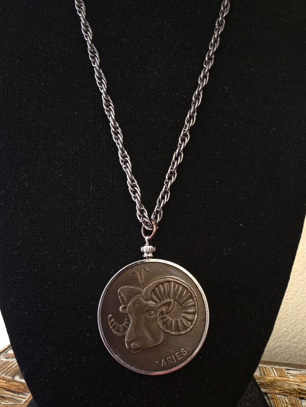 Vintage ARIES Zodiac Pendant Necklace